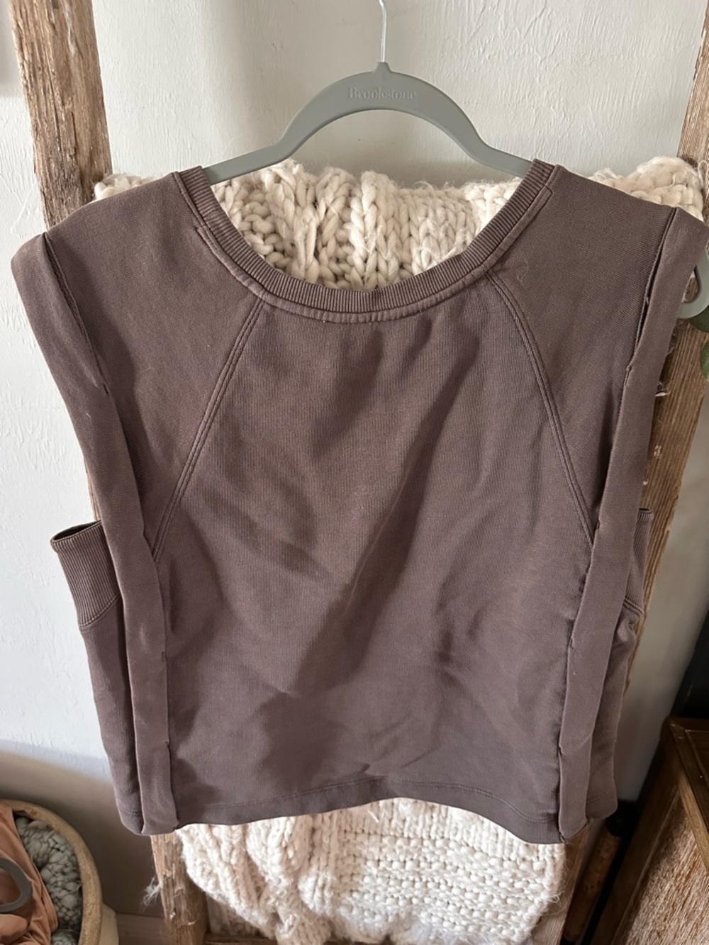 Anthropologie gray/Brown Sleeveless Sweatshirt Tank - Picture 3 of 3